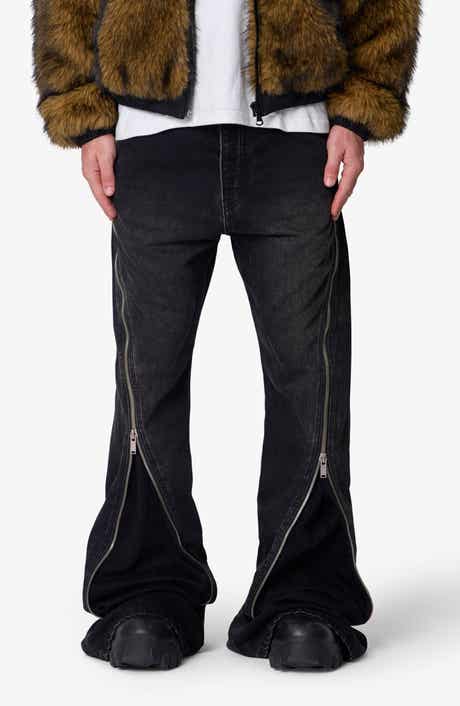 Zipper Extra Flare Leg Jeans