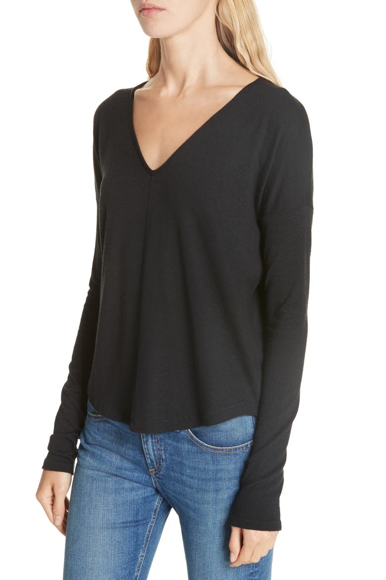 The Knit Long Sleeve Tee, Alternate, color, BLACK