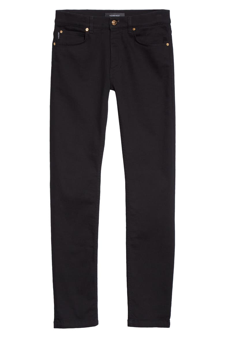 Via Gesù Logo Plaque Slim Fit Jeans, Alternate, color, BLACK