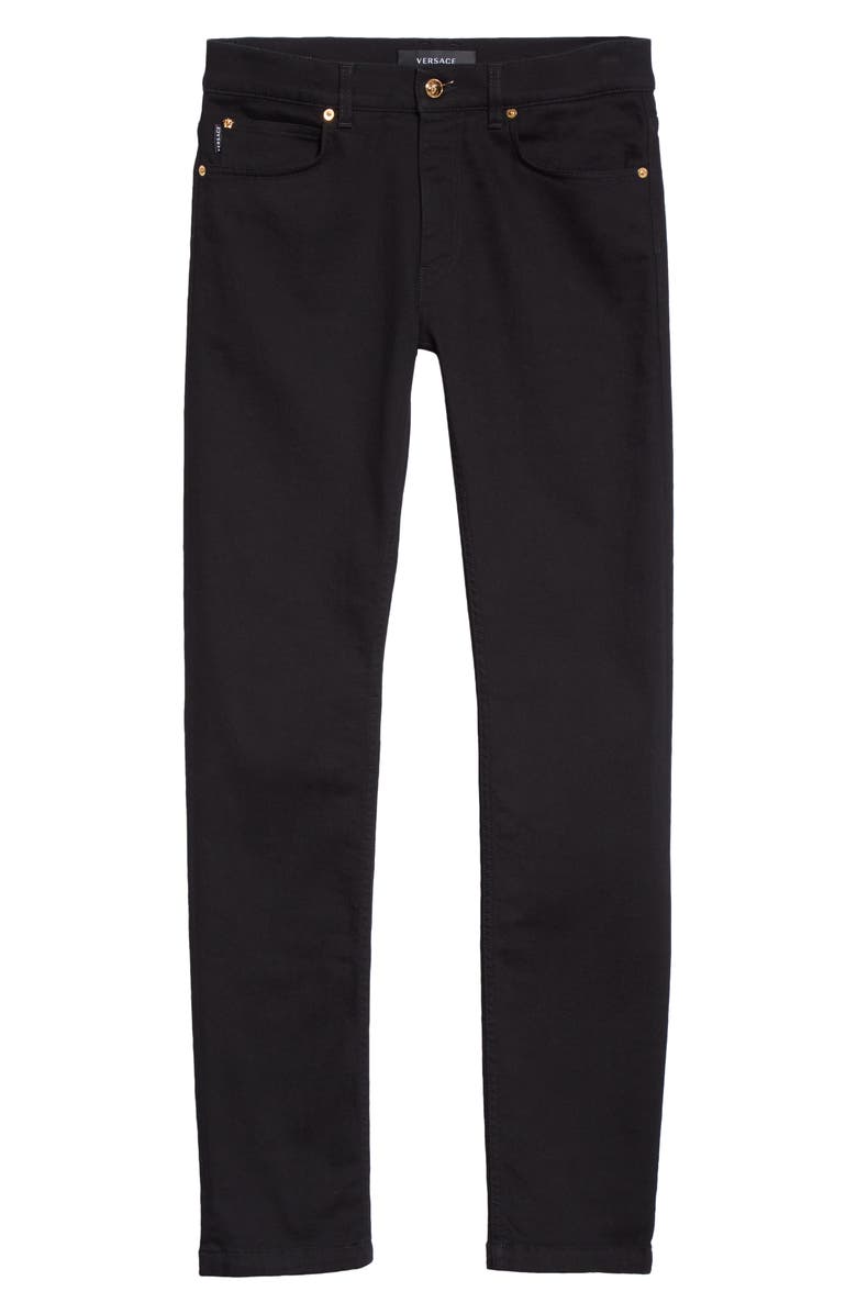 Versace Via Gesù Logo Plaque Slim Fit Jeans, Alternate, color, 