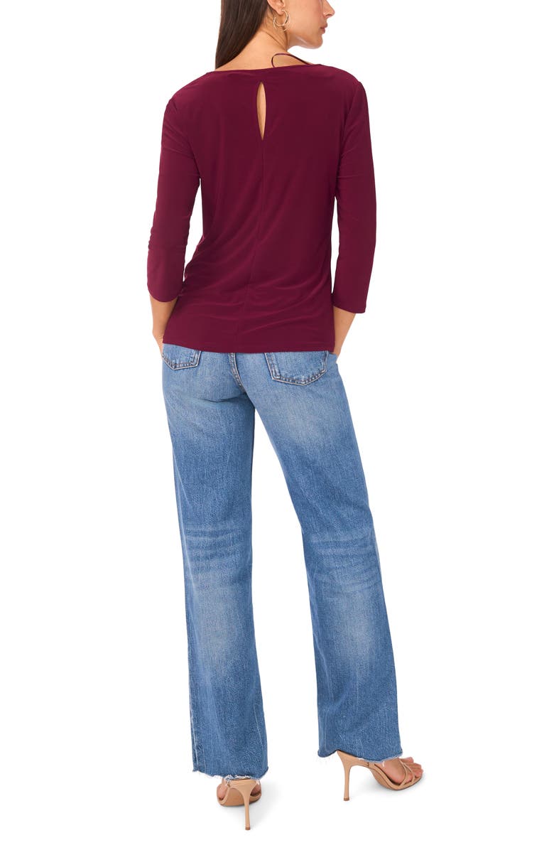 Vince Camuto V-Neck Stretch Jersey Top, Alternate, color, Mulberry