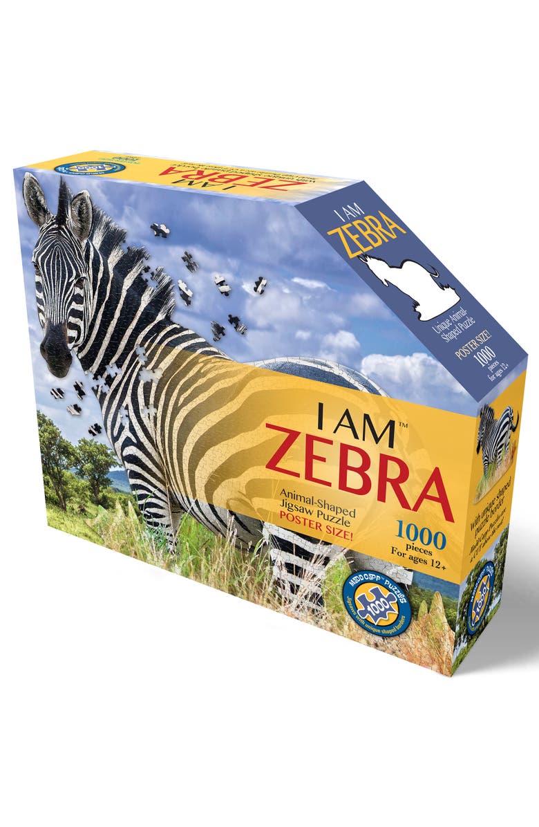 Madd Capp I Am Zebra 1000 Piece Animal Shaped Jigsaw Puzzle, Main, color, Multicolored
