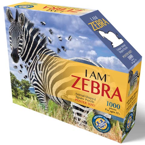 I Am Zebra 1000 Piece Animal Shaped Jigsaw Puzzle
