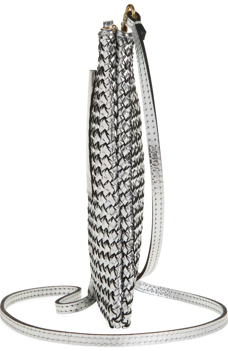 Clare V. Poche Woven Leather Crossbody Bag, Alternate, color, Silver