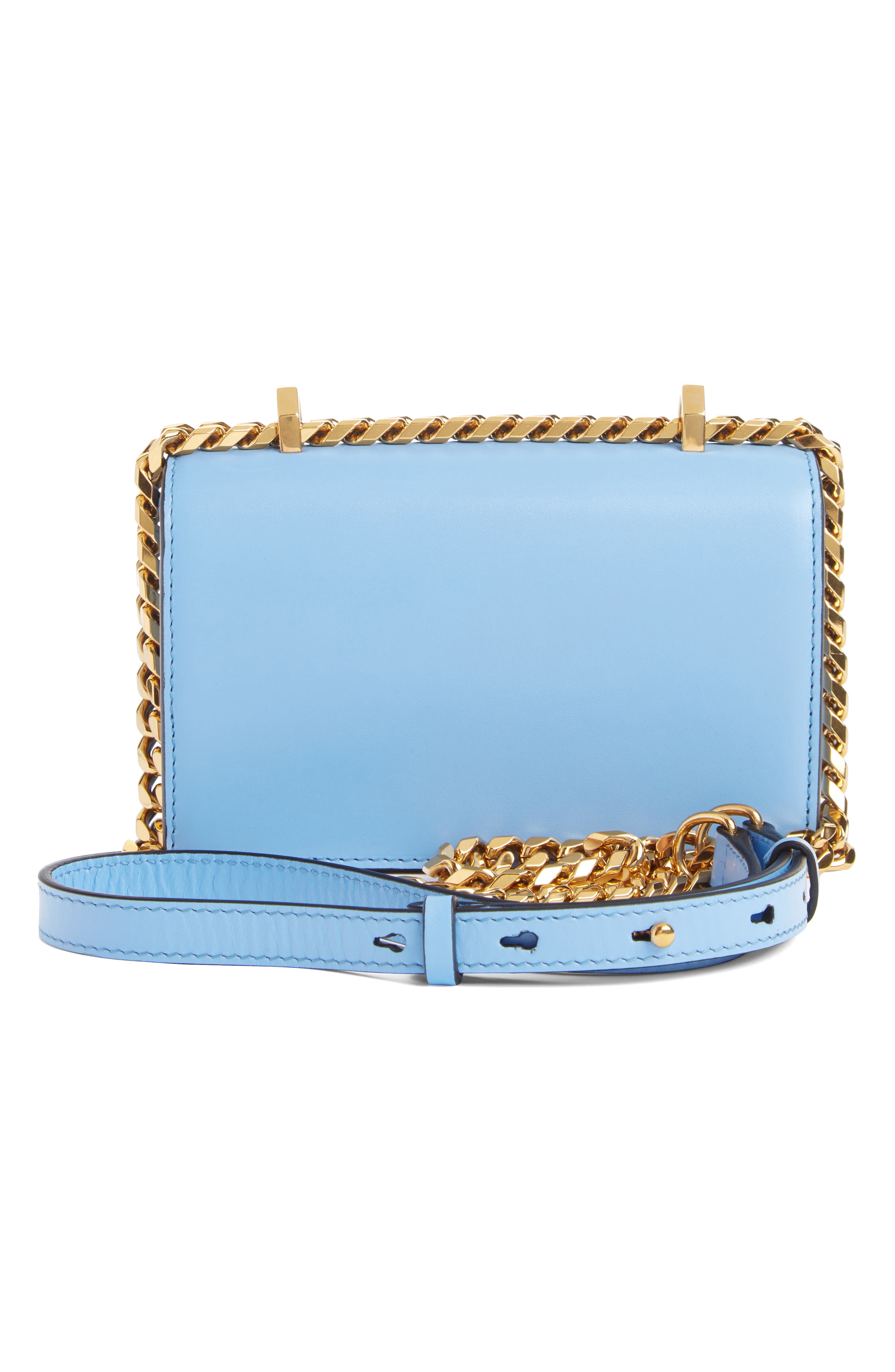 Alexander McQueen Mini Leather Knuckle Crossbody Bag, Alternate, color, FLAX BLUE