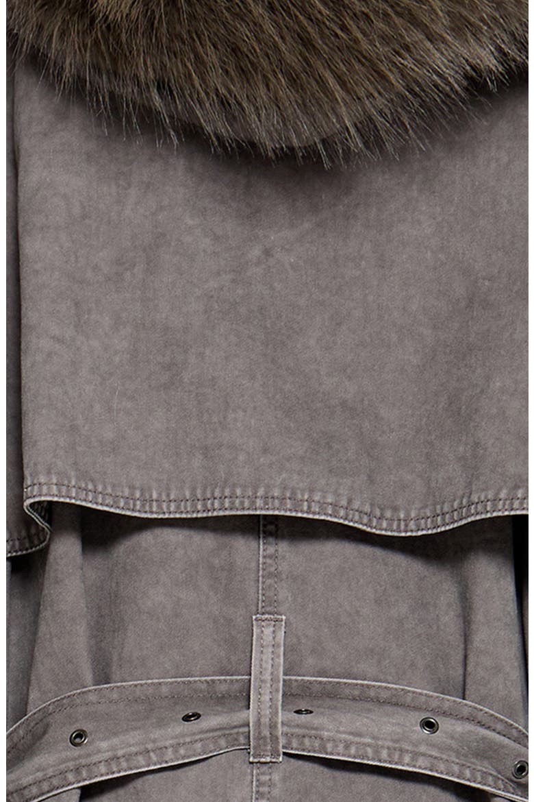 Vania Oversize Faux Fur Hooded Trench Coat, Alternate, color, GREY