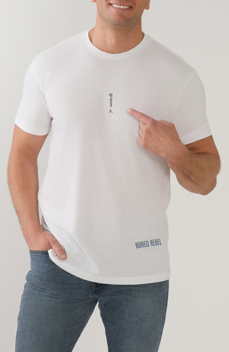BORED REBEL Groom Crewneck Graphic Undershirt, Main, color, White