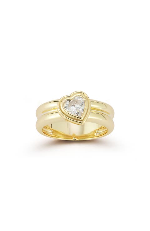 Bezel Cubic Zirconia Heart Ring