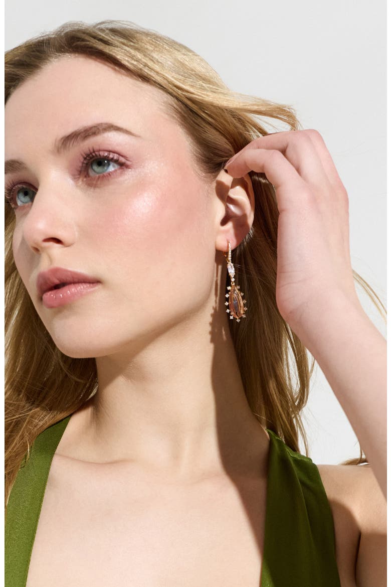 Mojito Cubic Zirconia Drop Earrings, Alternate, color, GOLD