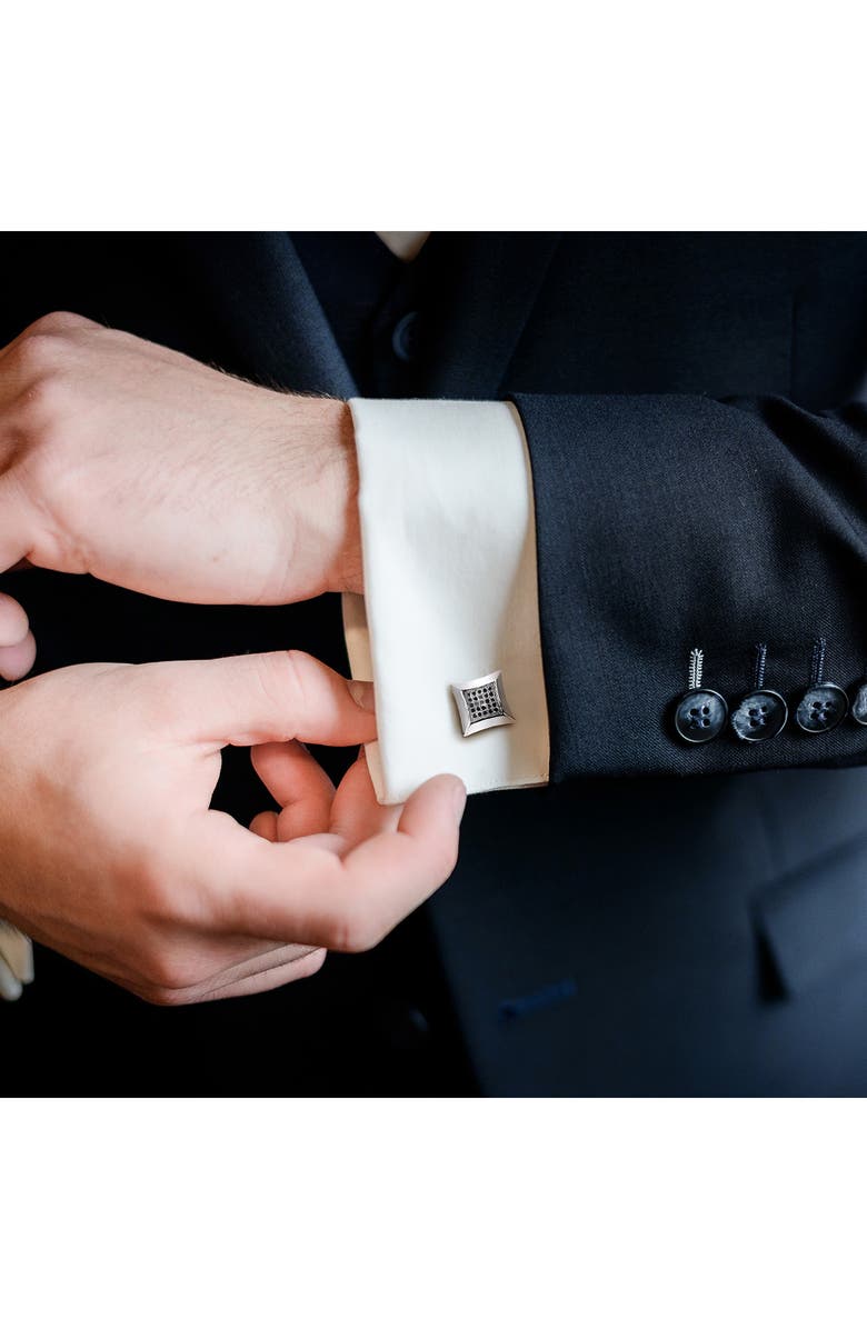 DELMAR Men's Sterling Silver Pavé Black Diamond Cuff Links - 0.25 ctw., Alternate, color,