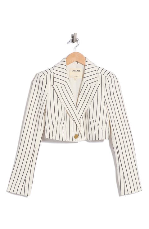 Izzie Cropped Pinstriped Blazer