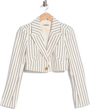 L'AGENCE Izzie Cropped Pinstriped Blazer