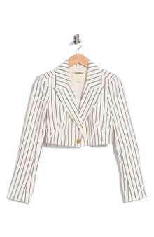 Izzie Cropped Pinstriped Blazer
