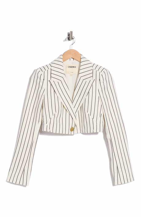 Izzie Cropped Pinstriped Blazer