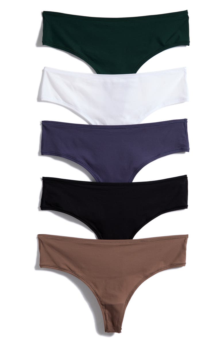 SKIMS Fits Everybody 5-Pack Thongs, Main, color, Sleet
