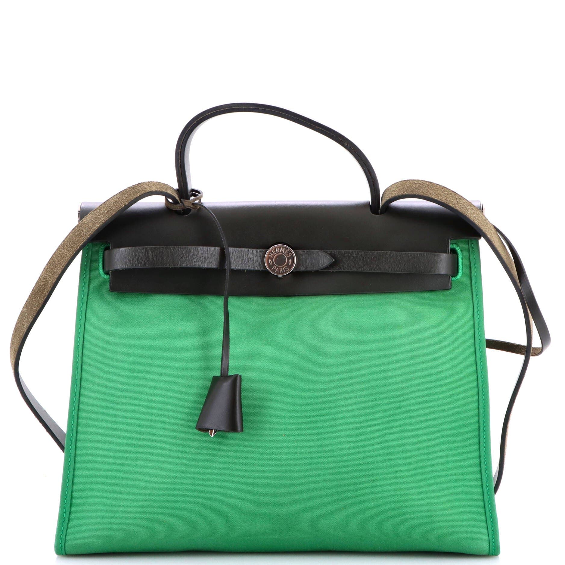 Herbag Zip Leather and Toile 31, Main, color, Green