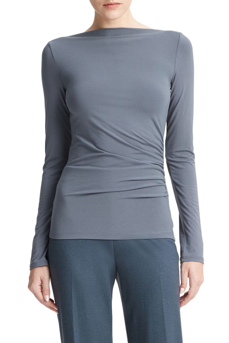 Bateau Neck Long Sleeve Top, Main, color, PACIFIC AZURE