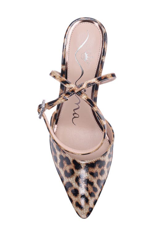Nina Nasha Ankle Strap Pointed Toe Pump In Animal Print