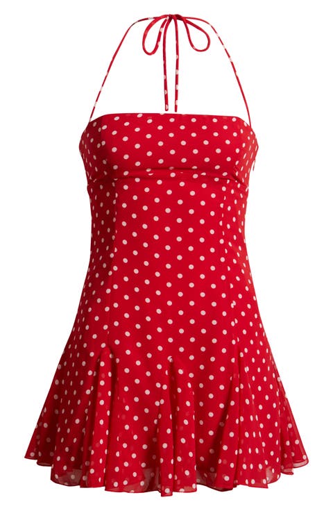 Delamere Polka Dot Halter Minidress