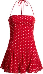 Princess Polly Delamere Polka Dot Halter Minidress