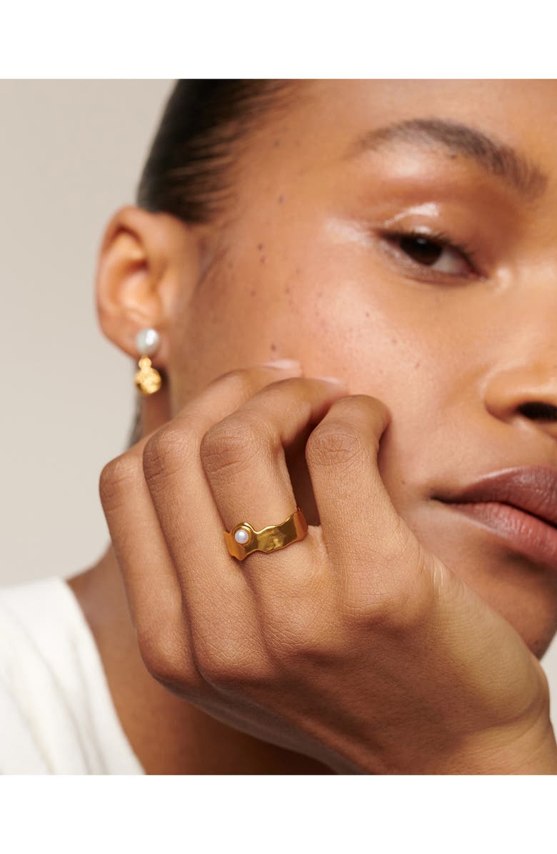 Monica Vinader Capri Freshwater Pearl Stacking Ring, Alternate, color, 18Ct Gold Vermeil / Pearl