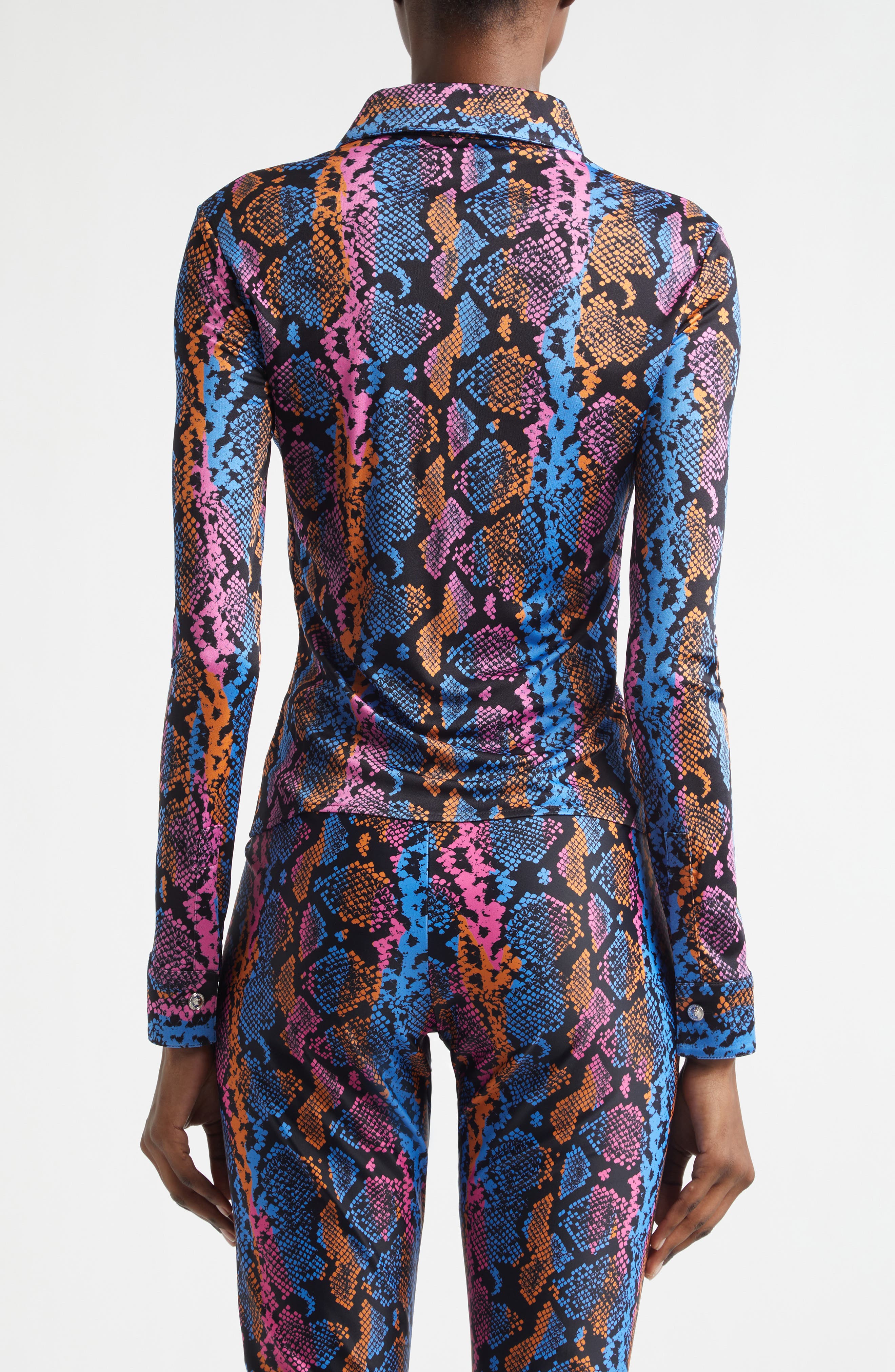 Python Print Liquid Jersey Button-Up Shirt - image 2