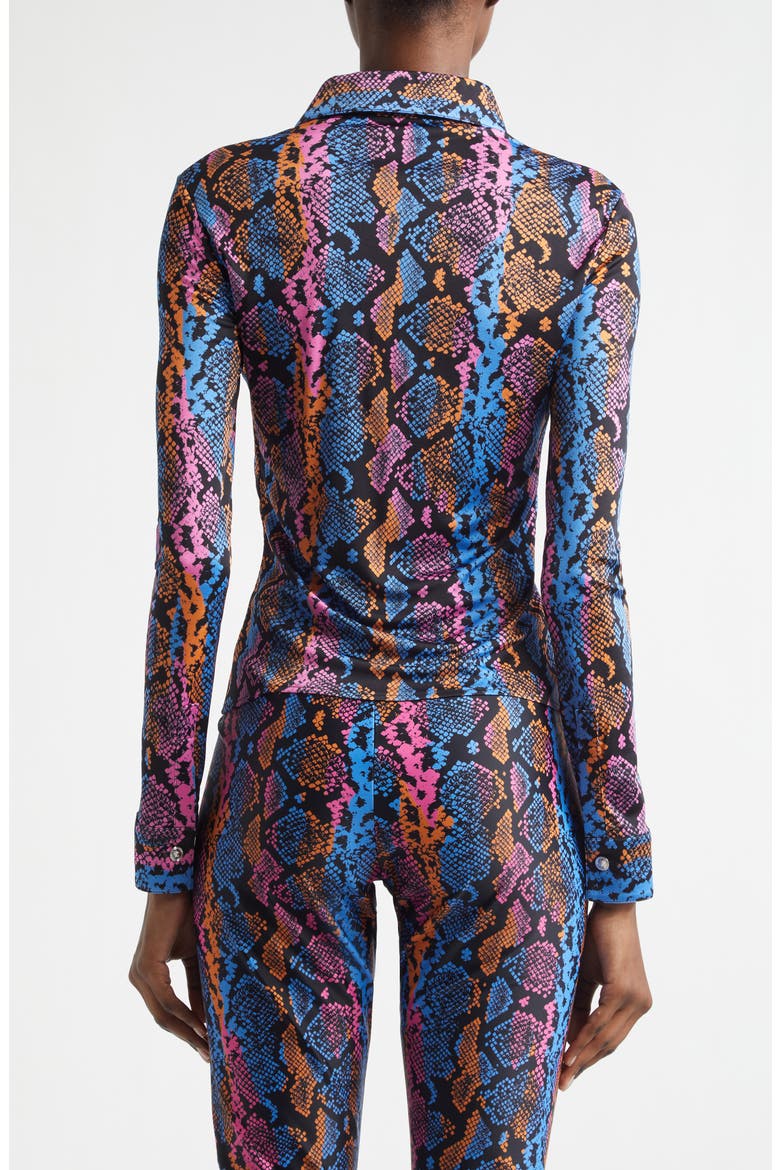 Python Print Liquid Jersey Button-Up Shirt, Alternate, color, SKY PINK SAPPHIRE SPICE