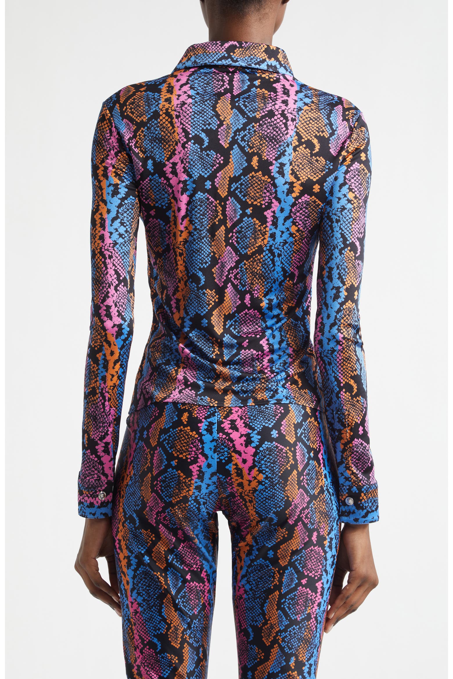 Python Print Off To Colour In Versace Python Print Liquid Jersey Button-Up Shirt (Women) | Nordstrom