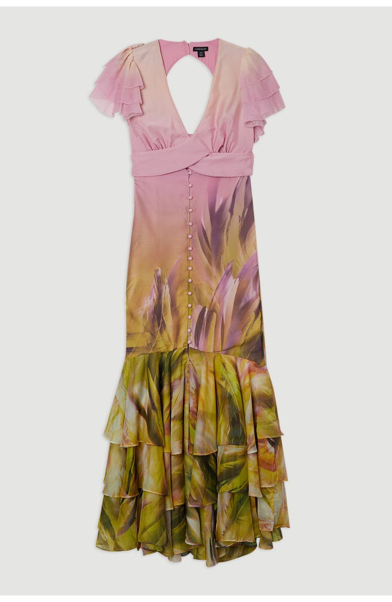 Karen Millen Button Through Ruffle Sleeve Maxi Dress, Alternate, color, Lilac