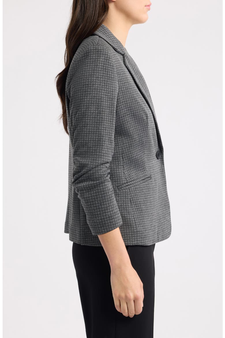 Scrunch Sleeve One Button Blazer, Alternate, color, HEATHER GREY MULTI