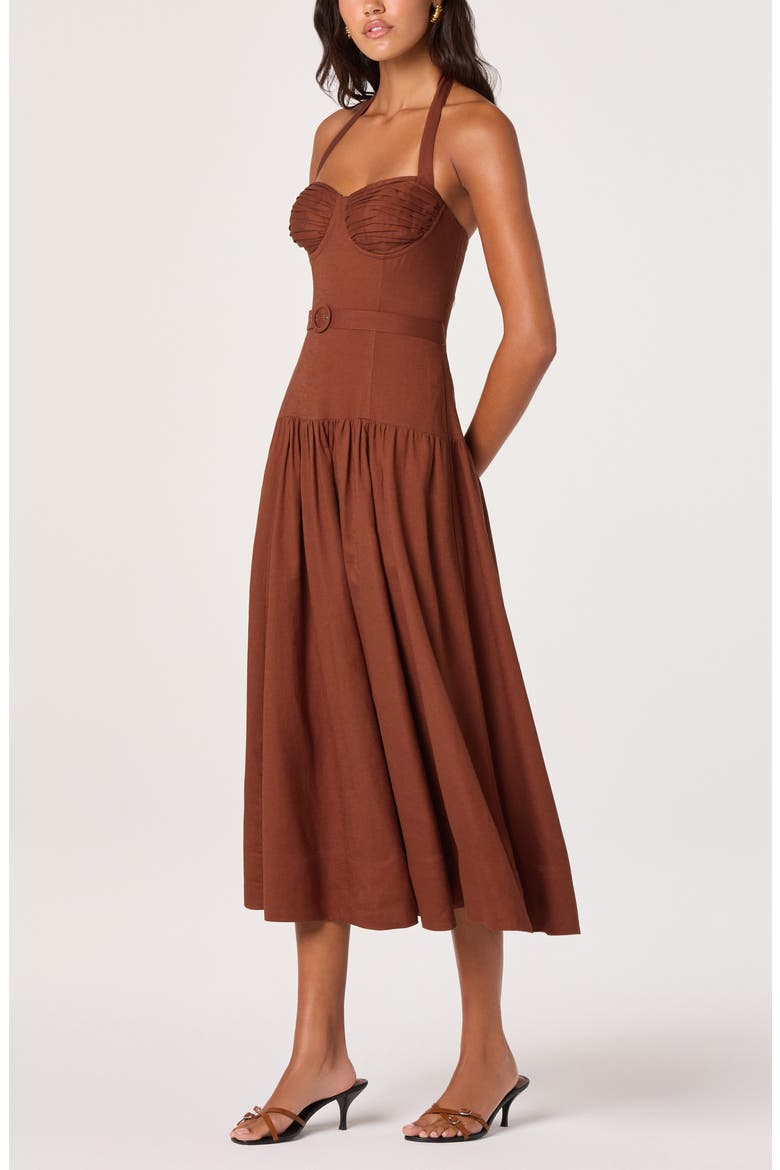 Katinka Halter Midi Dress, Alternate, color, RUST