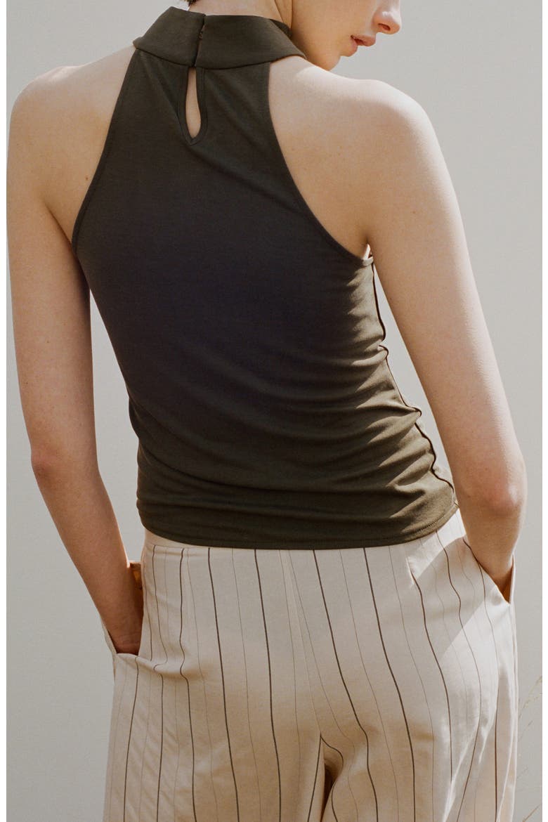 Asymmetric Ruched Top, Alternate, color, KHAKI GREEN