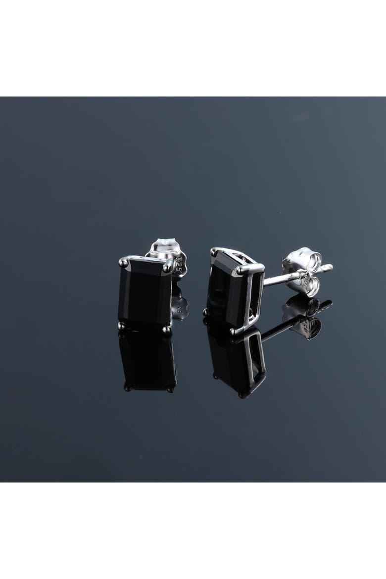 Kova 1.55CT Emerald Cut Black Spinel Stud Earrings 925 Silver, Alternate, color, Sterling Silver
