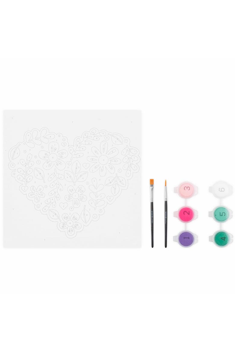 Acrylic Mini Paint By Number Kit, Flower Heart, 6 x 6 Inch, Alternate, color, Multicolored