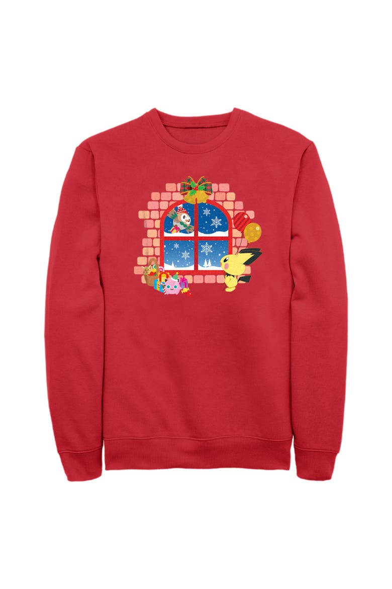Men's Pokemon Christmas Window  Sweatshirt, Main, color, Red