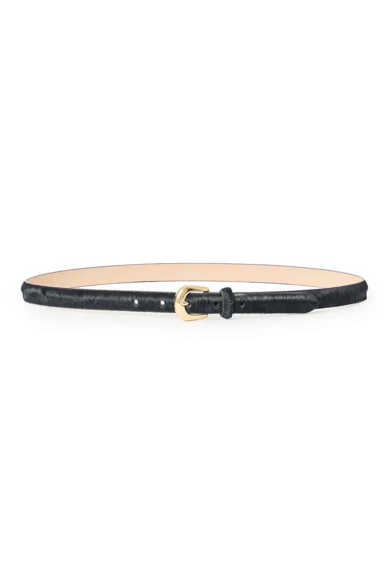 Kennedy Mini Genuine Calf Hair Belt, Main, color, BLACK GOLD