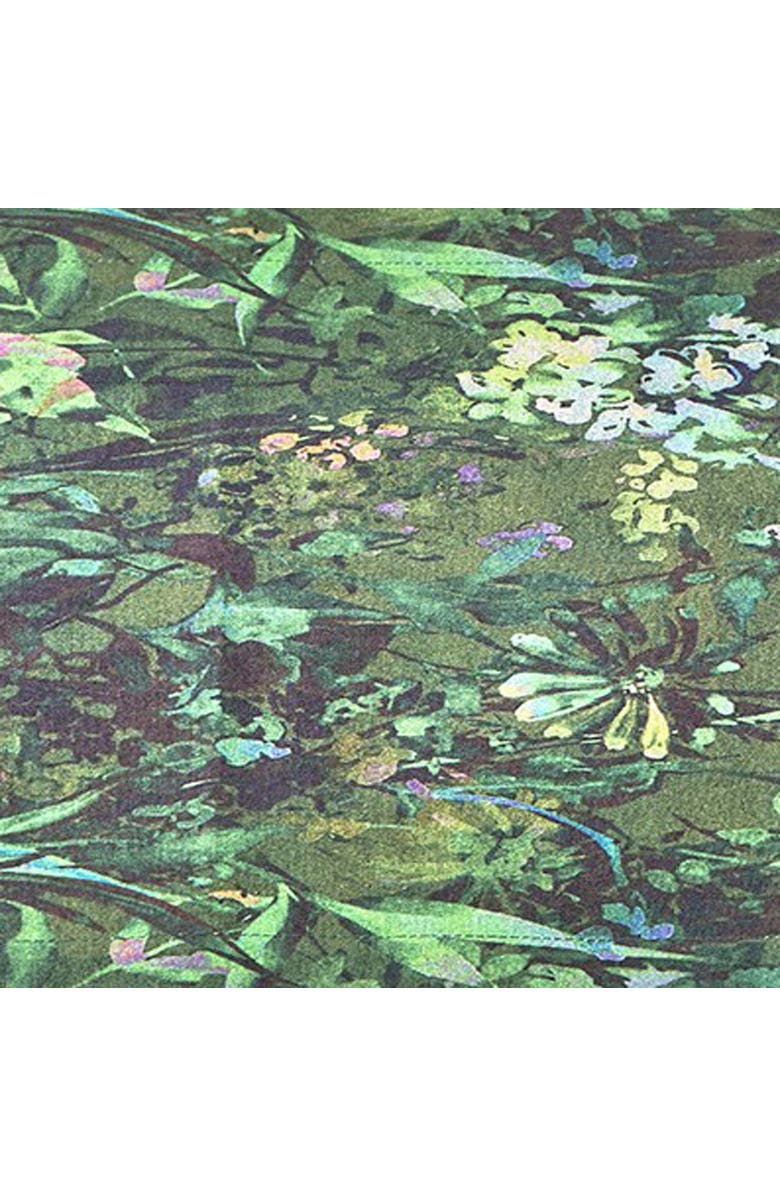 tag Garden Floral Cotton Table Runner with Green Background, Alternate, color, Green