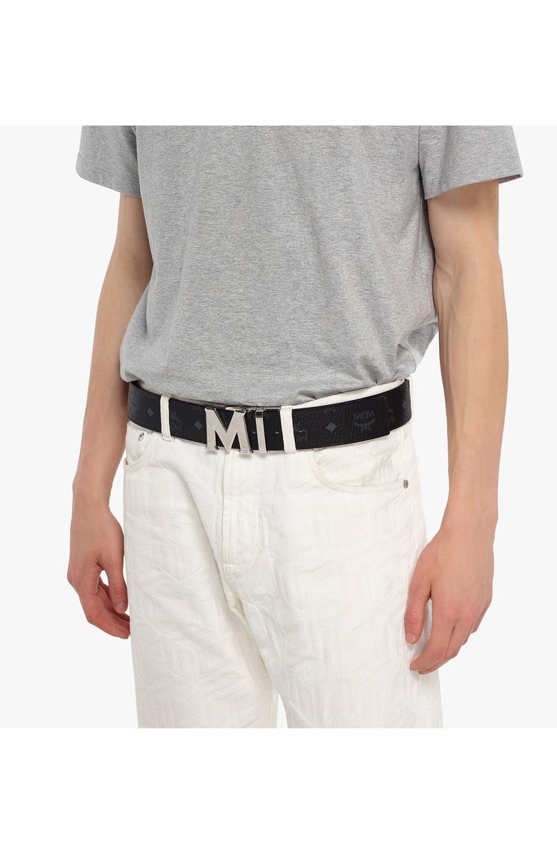 MCM Claus M Reversible Belt 1.75" in Visetos, Alternate, color, Black
