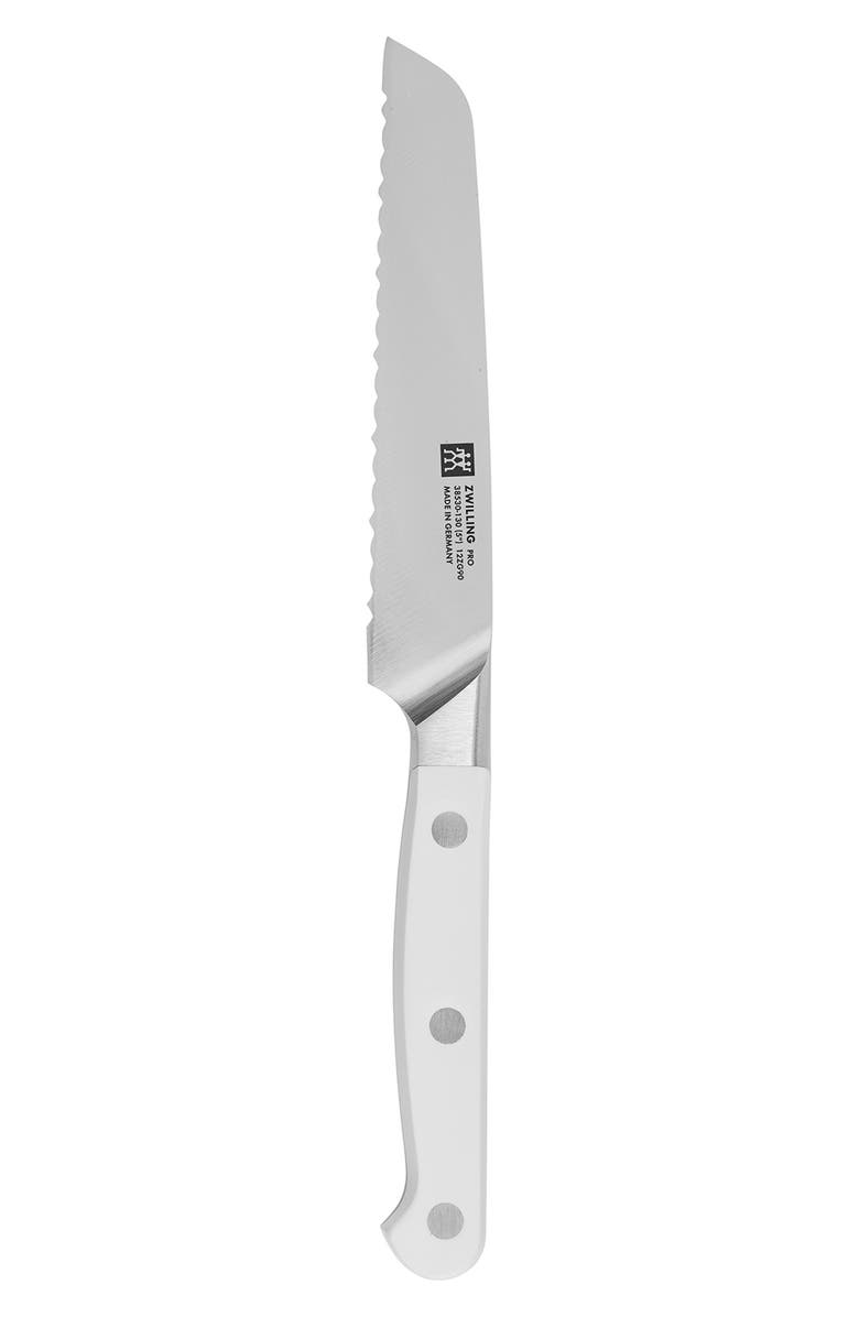ZWILLING Pro Le Blanc 5-Inch Serrated Utility Knife, Main, color, Silver