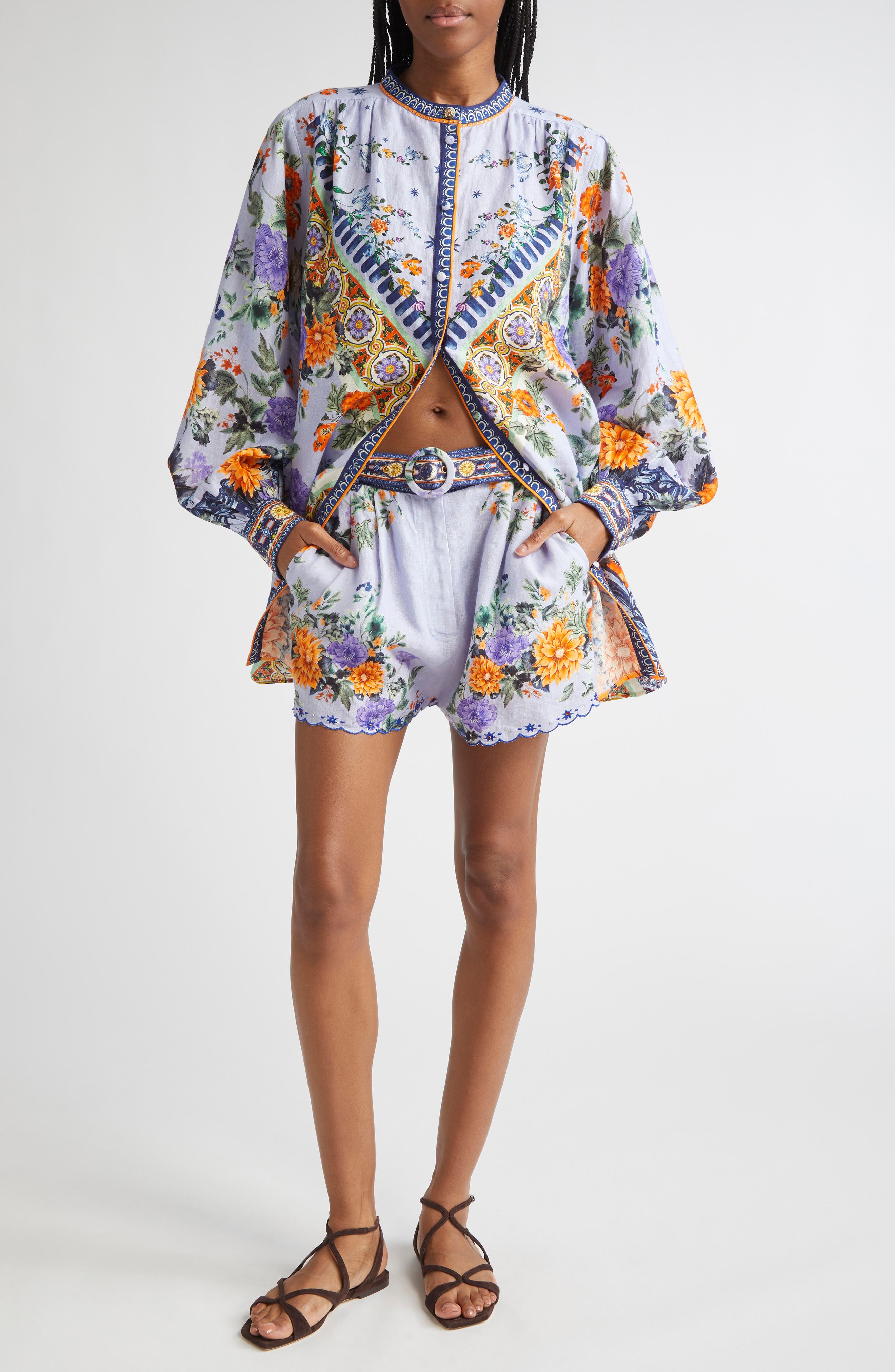 Tuck Front Belted Linen Shorts - image 2