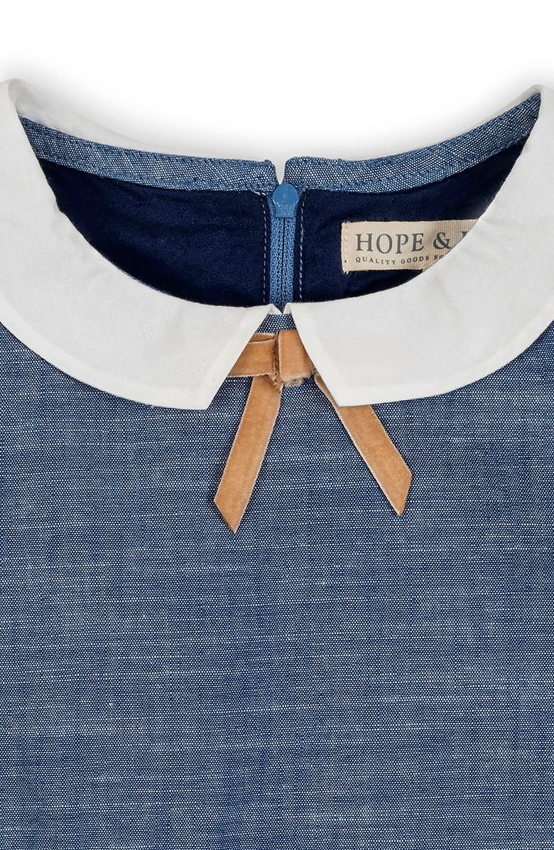 Hope & Henry Kids' Organic Empire Waist Peter Pan Collar Chambray Dress, Alternate, color, Blue Chambray