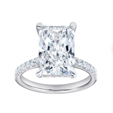 Maia 14K Gold Radiant Cut Lab Grown Diamond Hidden Halo Engagement Ring - 5.4 Ct