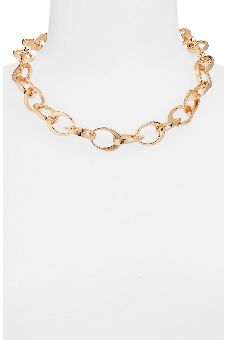 Chain Link Collar Necklace, Alternate, color, GOLD