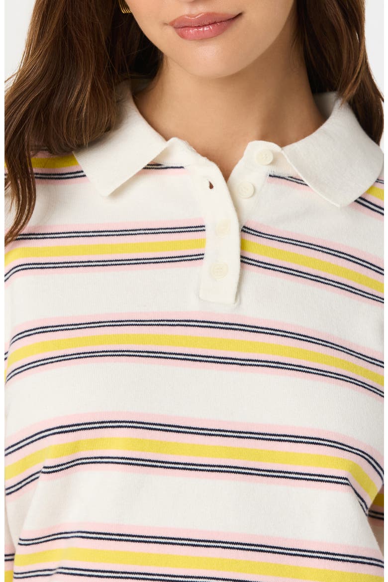 Stripe Long Sleeve Cotton Polo, Alternate, color, WHITE YELLOW STRIPE