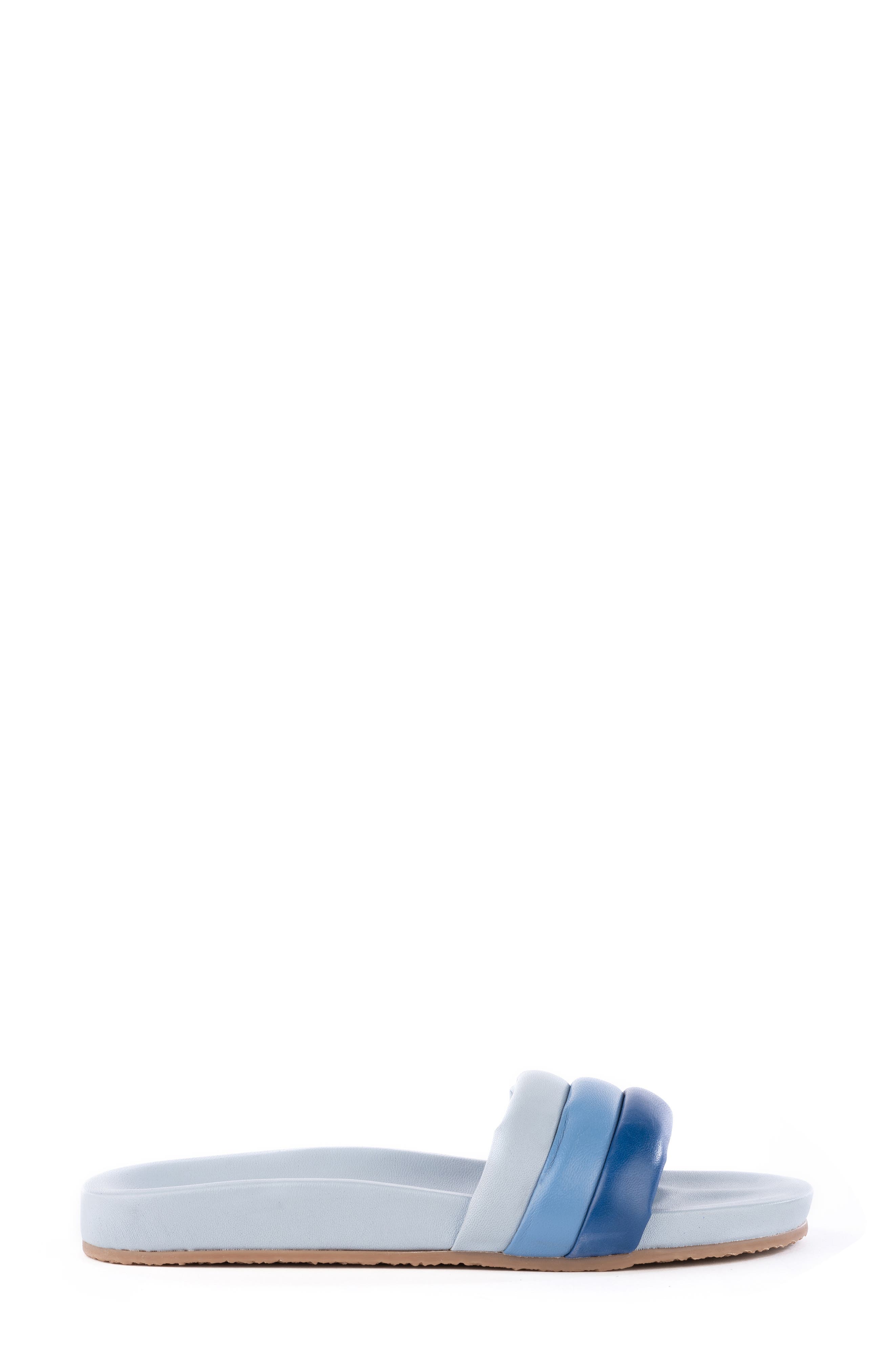 Low Key Slide Sandal, Alternate, color, BLUE MULTI LEATHER