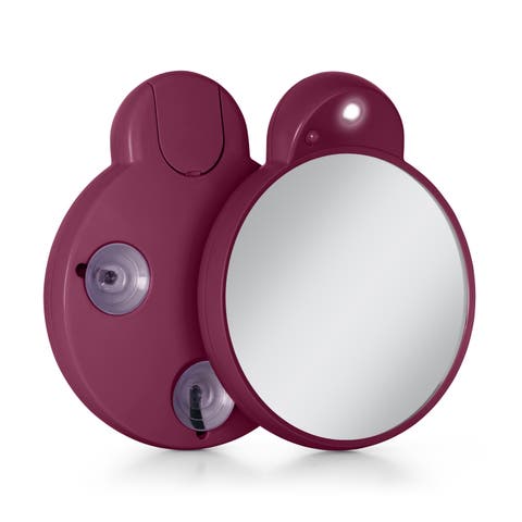 Lighted Compact Mirror with 10X Magnification & Retractable Suction Cups