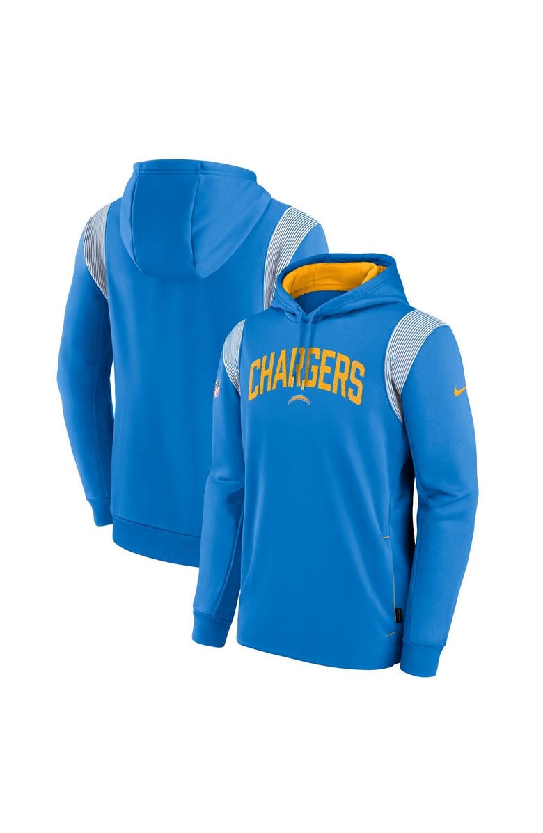 Nike Men's Nike Powder Blue Los Angeles Chargers Sideline Athletic Stack Performance Pullover Hoodie, Main, color,