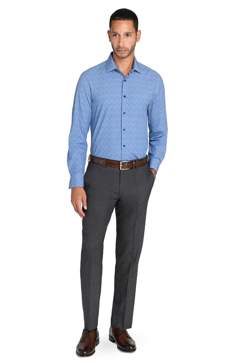 W.R.K Slim Fit Micro Floral Performance Dress Shirt, Alternate, color, Navy