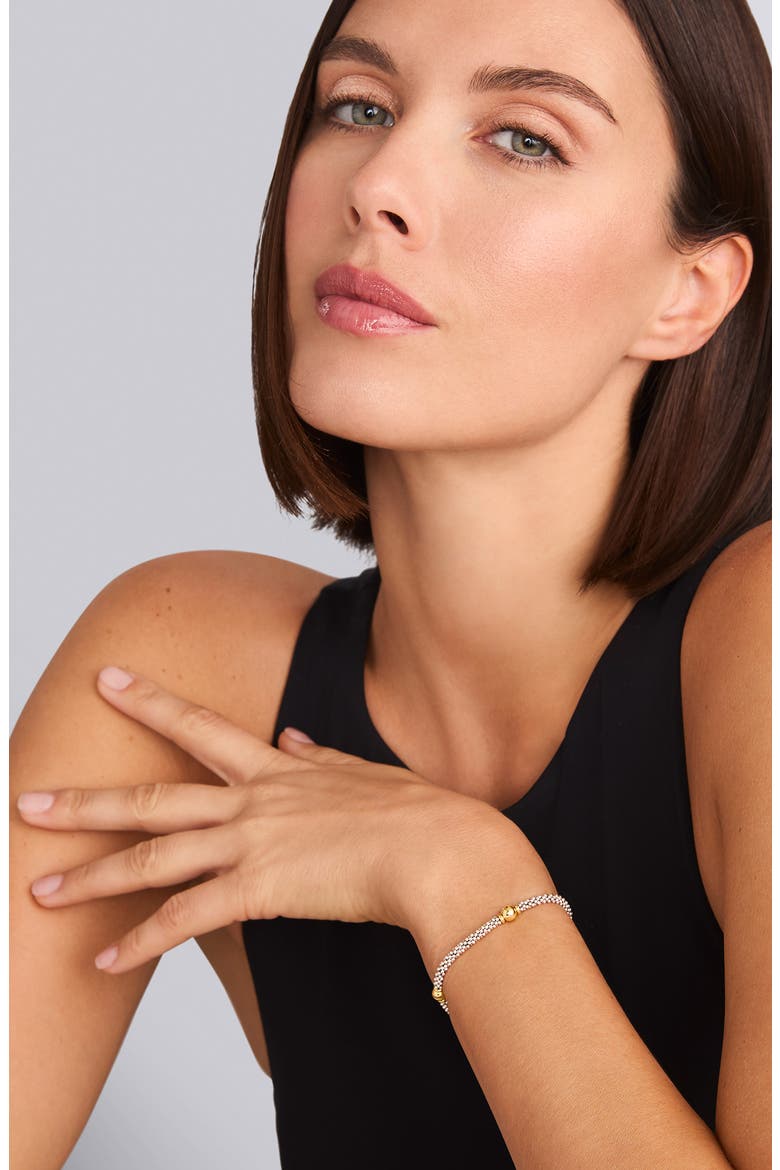 Signature Caviar Bead Station Bracelet, Alternate, color, TWO-TONE