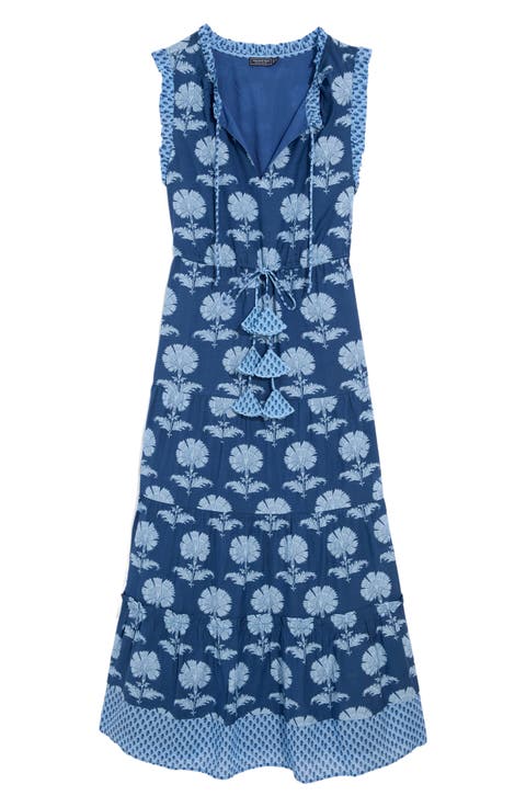 Abigail Print Tie Waist Sleeveless Dress